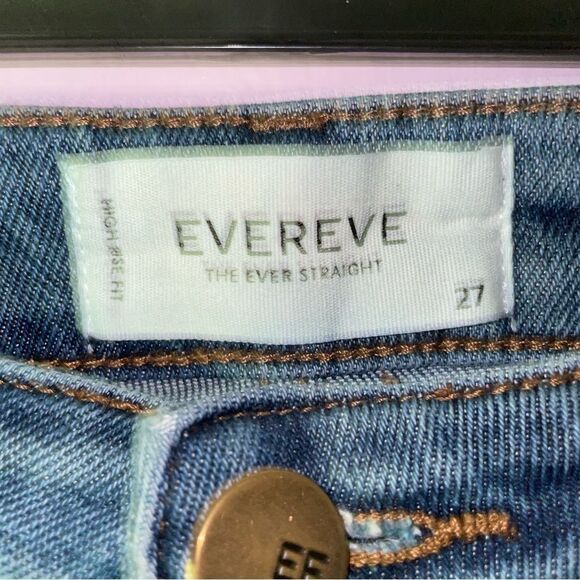 Evereve Size 27 The Ever Straight High Rise Fit Button Fly Medium Wash - Picture 5 of 9